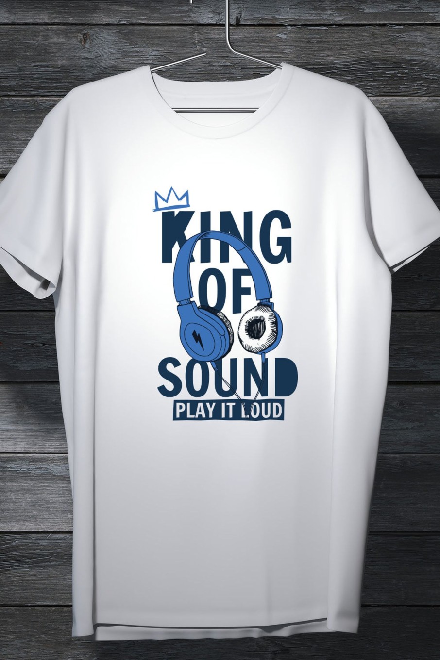 Men Styched Fashion | King Of Sound - Play It Loud White T-Shirt