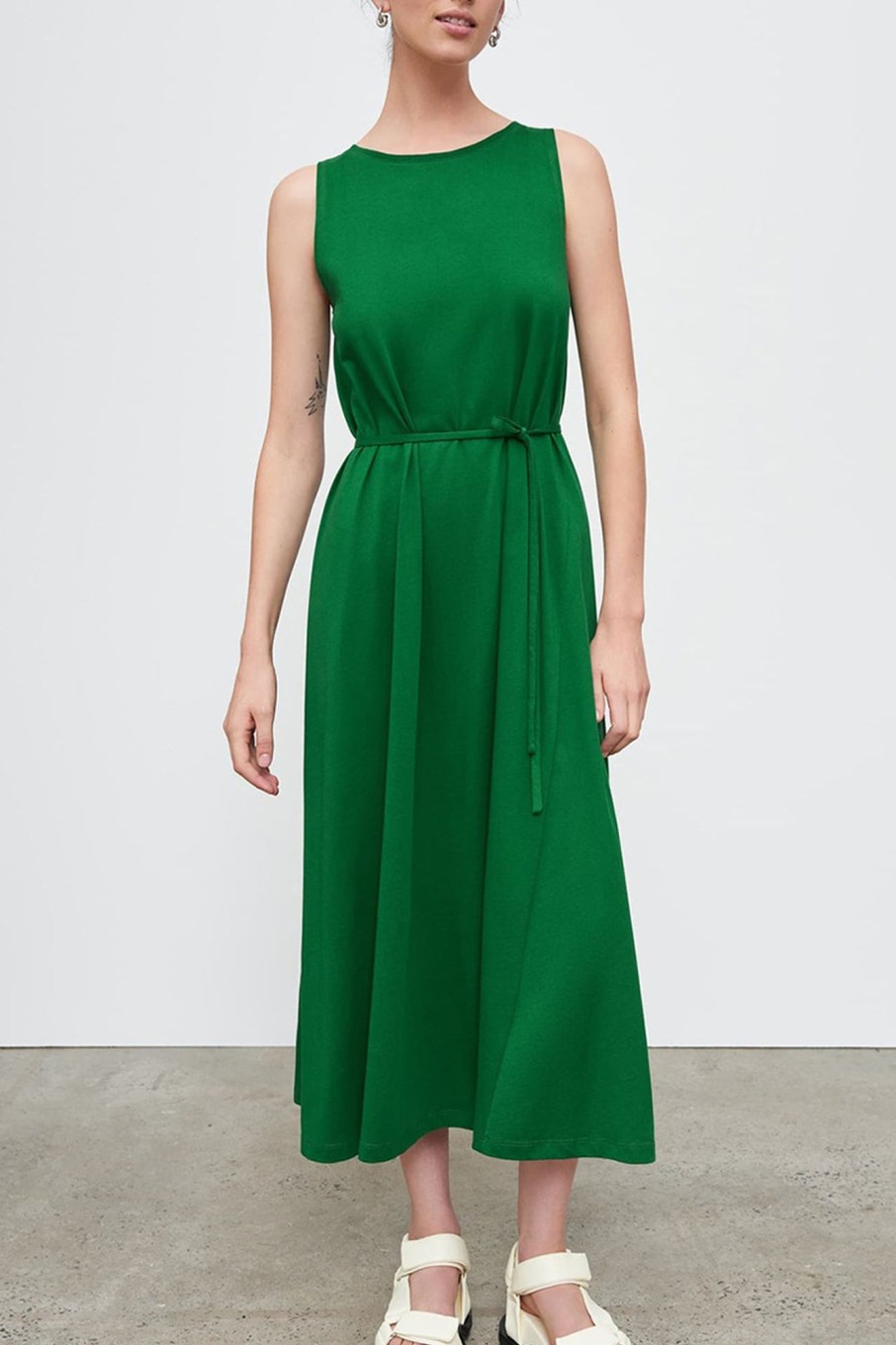 Women Styched Fashion | Gilded Glamour Green Dress