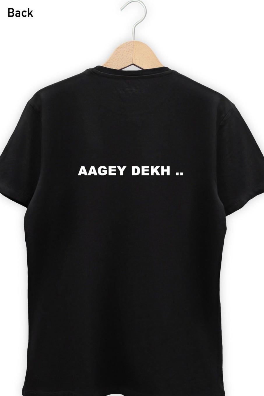 Men Styched Fashion | Aagey Peeche Black Tshirt (Front And Back Print)