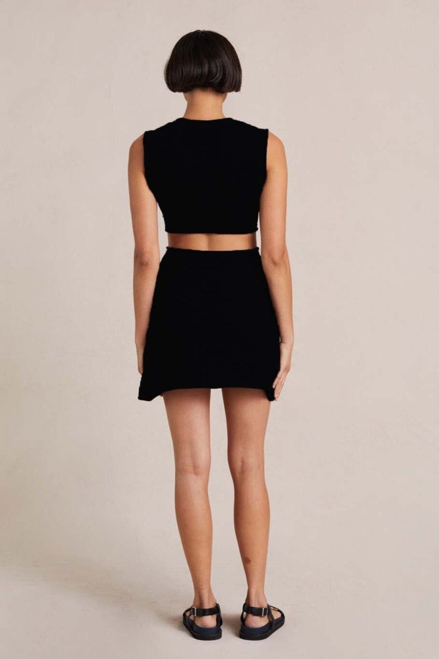 Women Styched Fashion | Black Short Knit Mini Dress