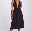 Women Styched Fashion | Faithfull Deep-V Midi Dress