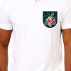 Men Styched Fashion | White Premium Polo T-Shirt With Tropical Grunge Graphics On Pocket Printed