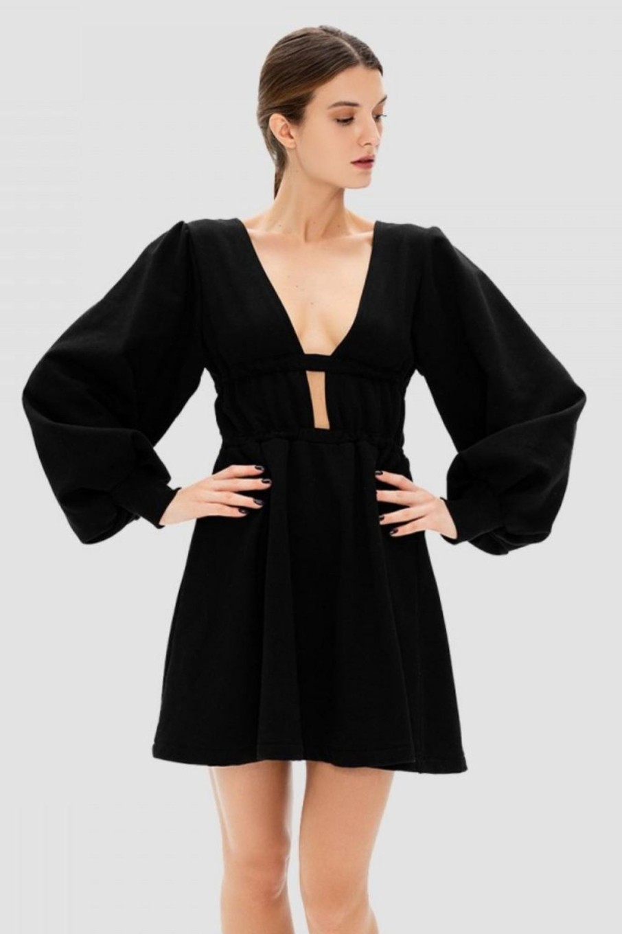 Women Styched Fashion | Dont Think Twice Black Mini Dress