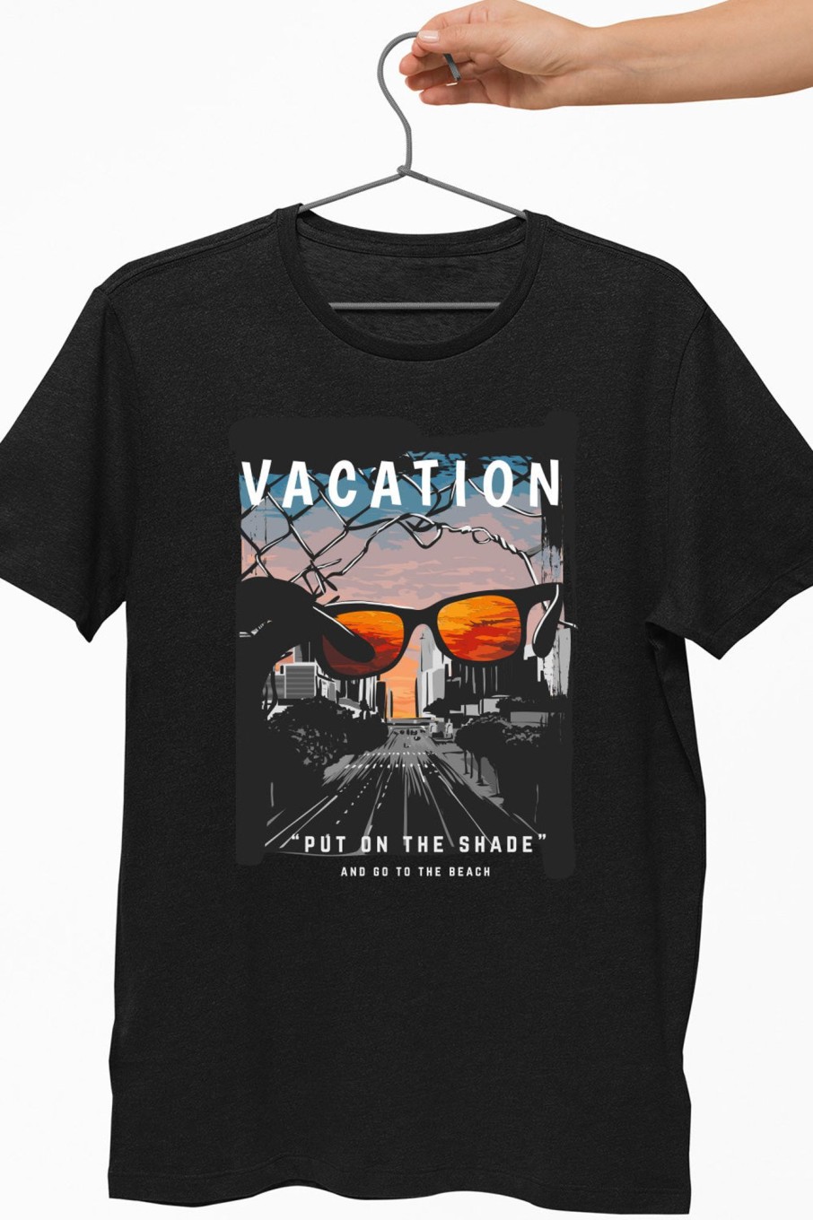 Men Styched Fashion | Vacation Graphic T-Shirt Black Color