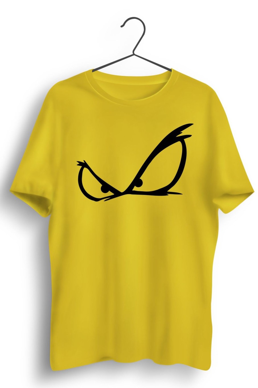 Men Styched | Angry Eyes Graphic Printed Yellow Tshirt