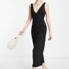 Women Styched Fashion | Sleeveless Black Maxi Dress