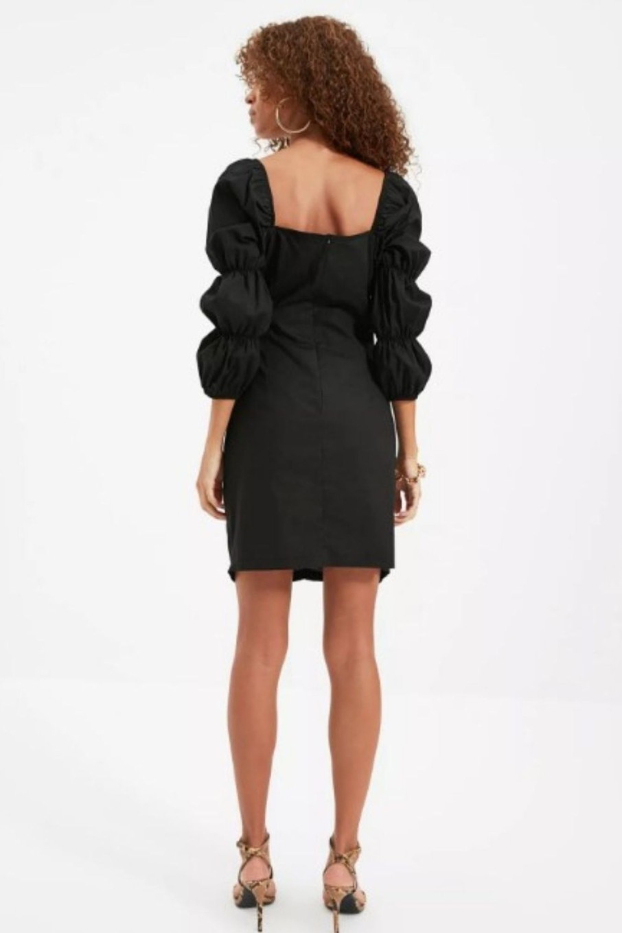 Women Styched Fashion | Beauty Again Balloon Sleeve Black Dress