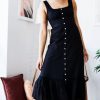 Women Styched Fashion | Black Jessie Midi Sun Dress