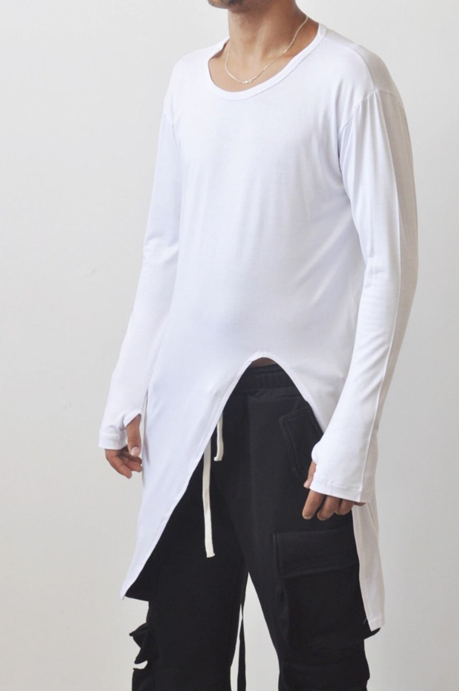 Men Styched Fashion | Assassin Style Asymmetrical White Tshirt