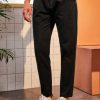 Men Styched Fashion | Solid Button Front Tapered Trousers