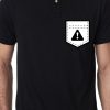 Men Styched Fashion | Premium Black Polo Tee With White Pocket Error Graphics Printed