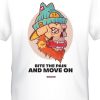 Men Styched Fashion | Bite The Pain And Move On! - Quirky Graphic T-Shirt White Color