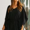 Women Styched Fashion | Batwing Sleeve Drawstring Waist Romper