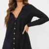 Women Styched Fashion | Plunge Neck Mini Regular Dress In Black