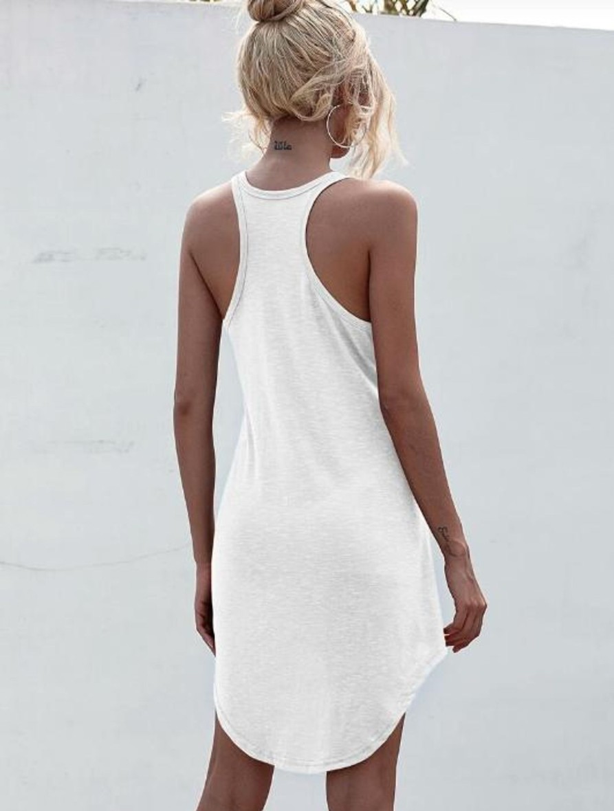 Women Styched Fashion | White High Low Tank