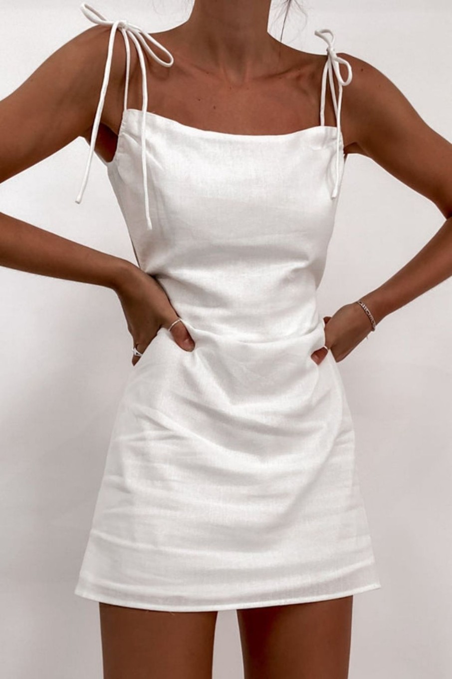 Women Styched Fashion | Anyways White Backless Dress