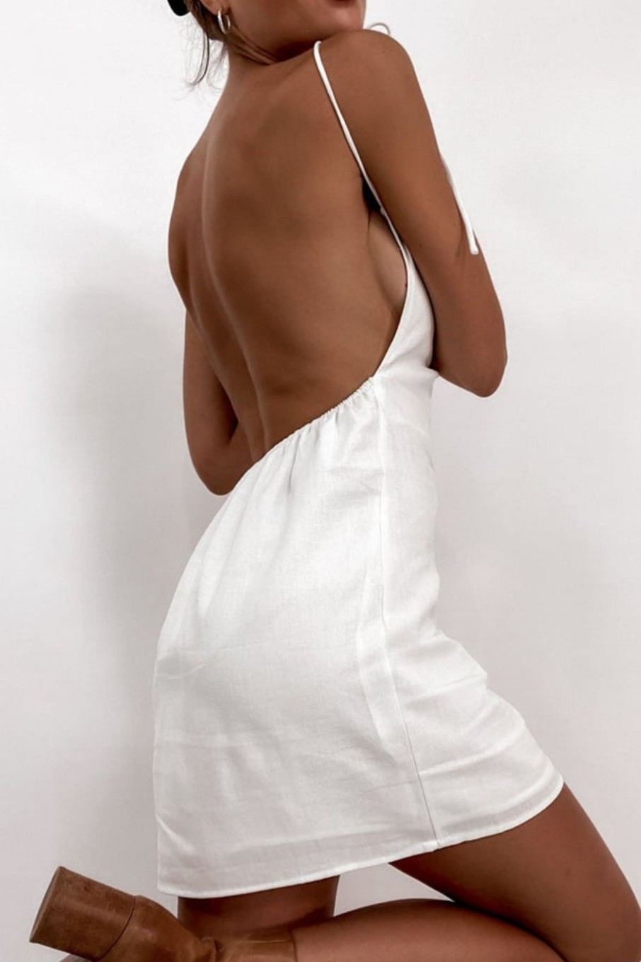 Women Styched Fashion | Anyways White Backless Dress