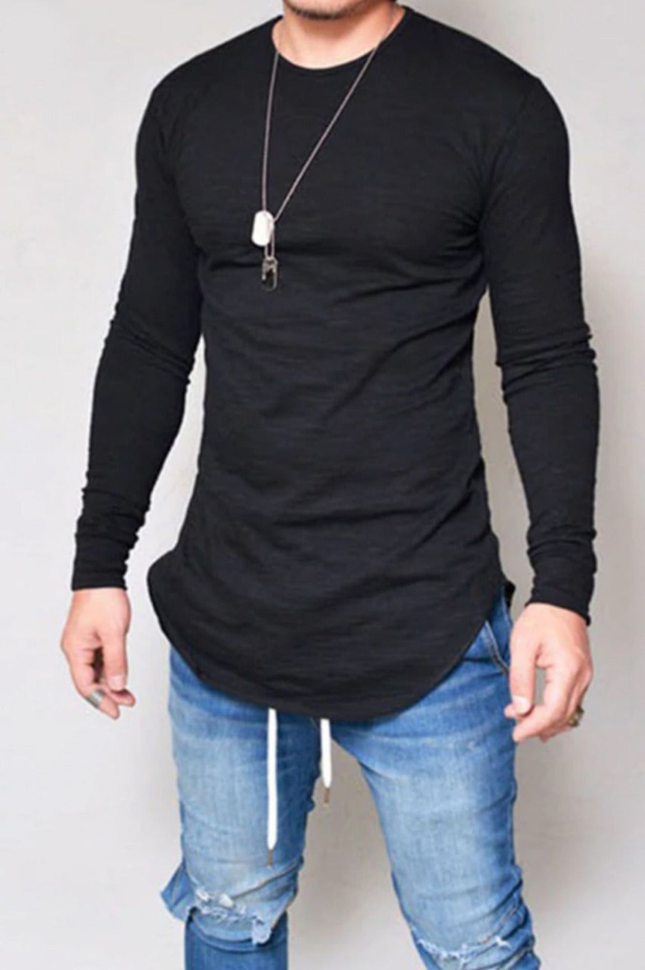 Men Styched Fashion | Asymmetric Black Full Sleeve Tshirt