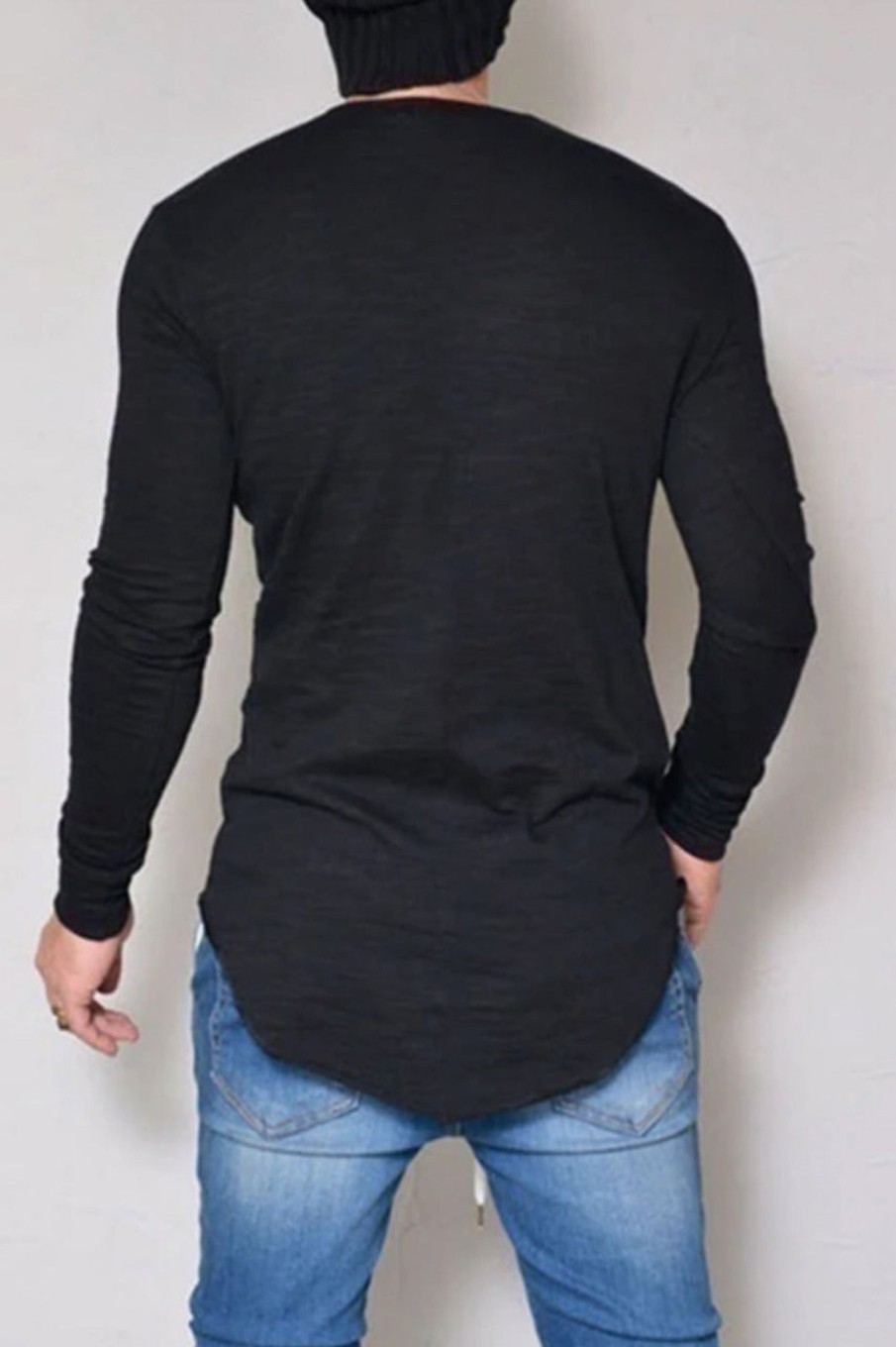 Men Styched Fashion | Asymmetric Black Full Sleeve Tshirt