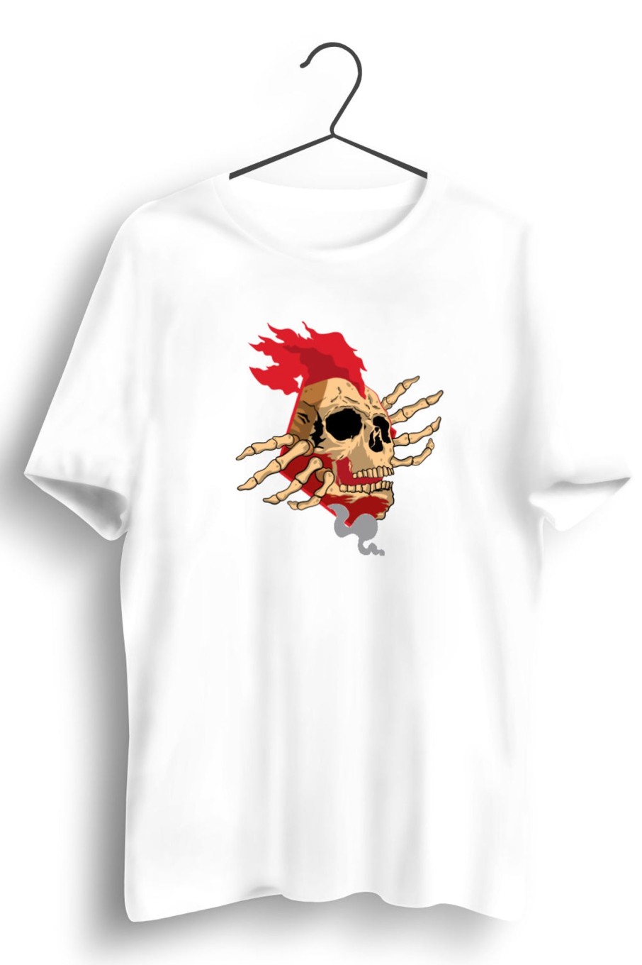 Men Styched | Skull Tear Graphic Printed White Tshirt