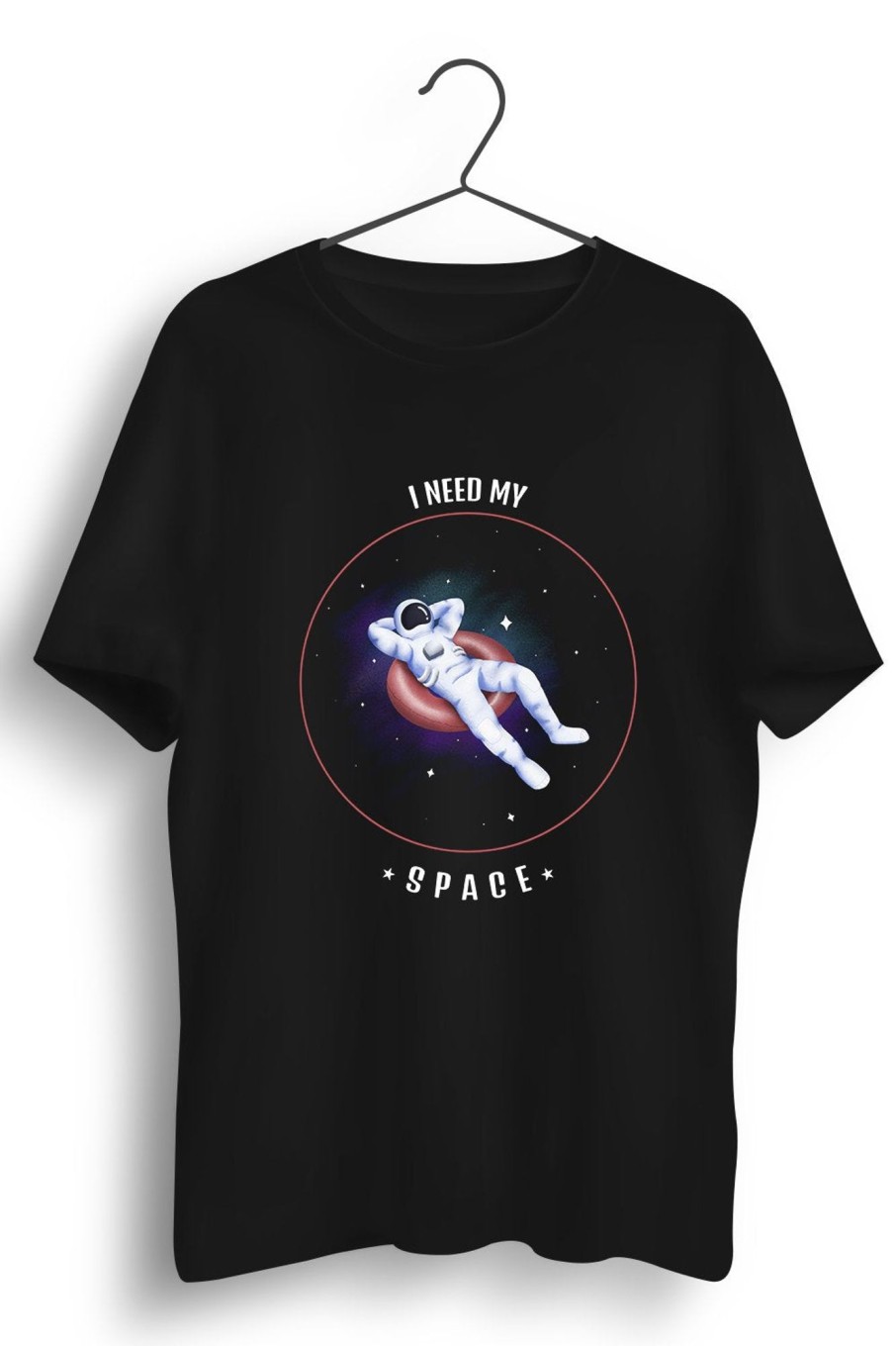 Men Styched | I Need My Space Graphic Printed Black Tshirt