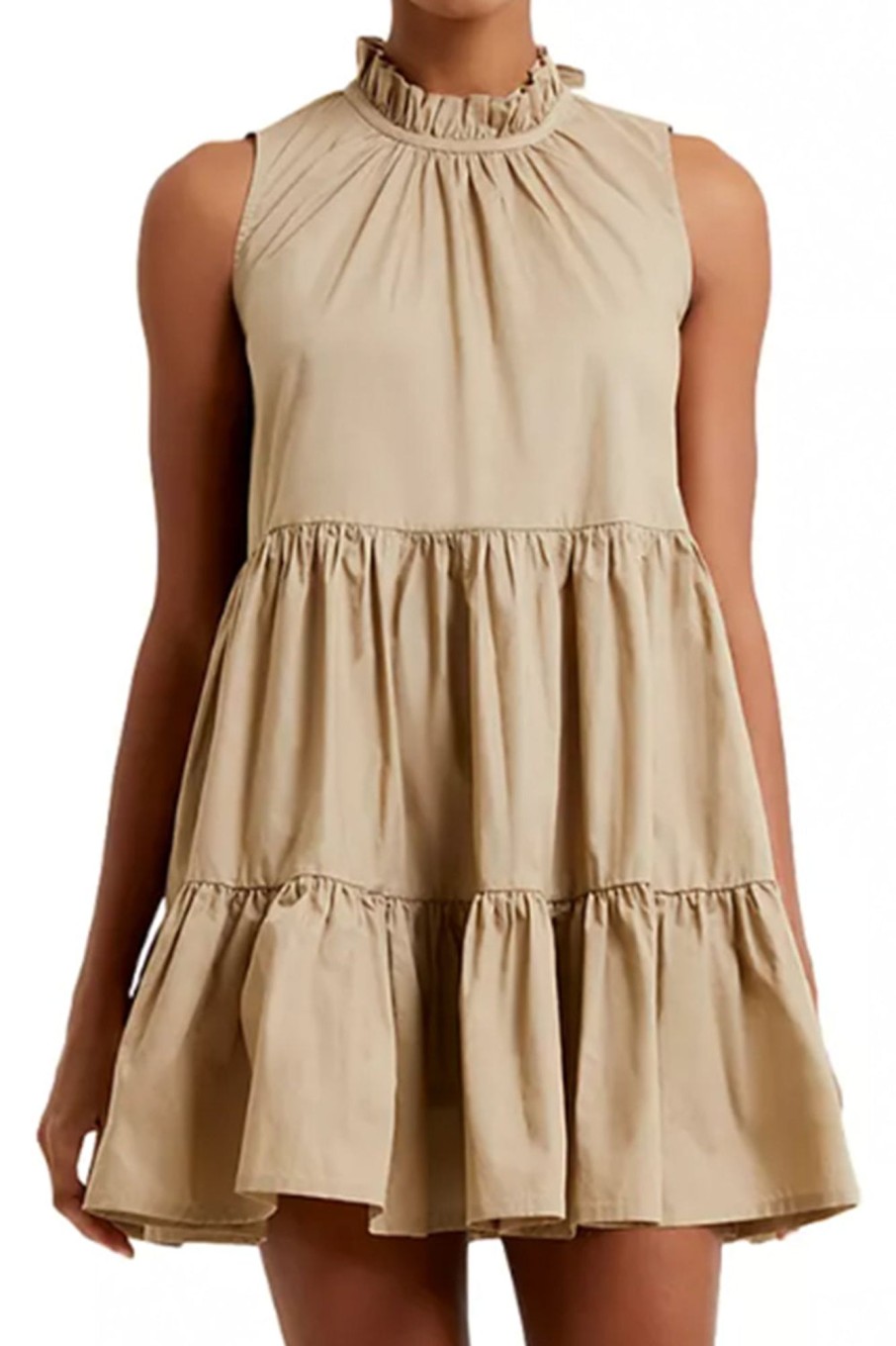 Women Styched Fashion | Spring Fling Beige Dress