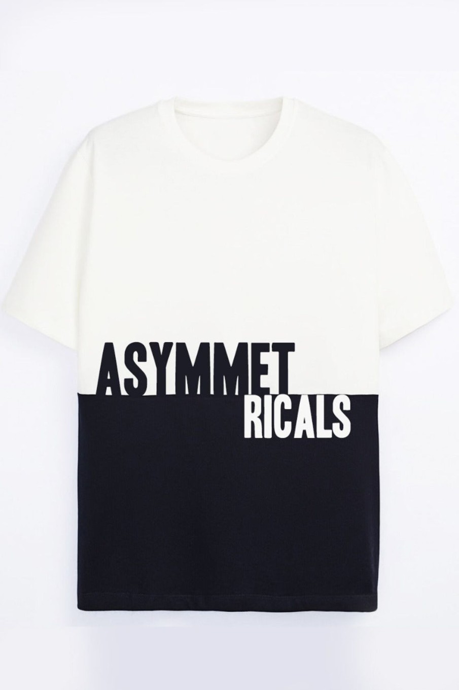 Men Styched Fashion | Black And White Horizontal Blocked Asymmetrical Tshirt