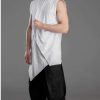 Men Styched Fashion | Asymmetric Sleeveless White T-Shirt