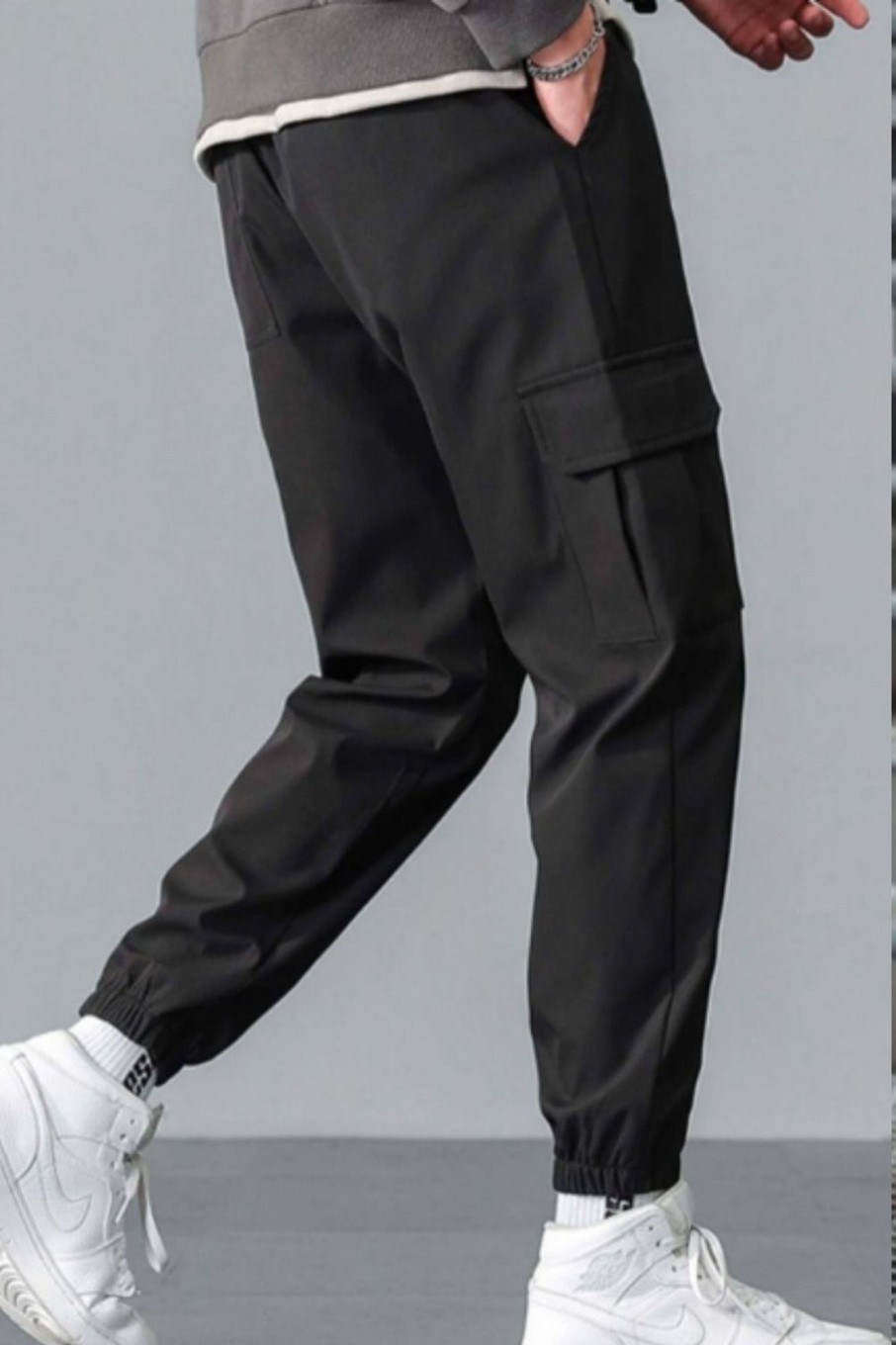 Men Styched Fashion | Flap Pocket Drawstring Cargo Trousers