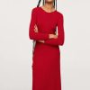 Women Styched Fashion | Red Knitted Midi Dress