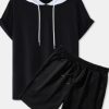 Men Styched Fashion | Black Shorts With White Hoodie Combo