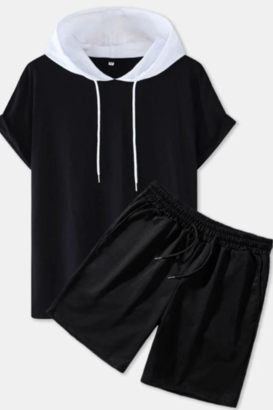 Men Styched Fashion | Black Shorts With White Hoodie Combo