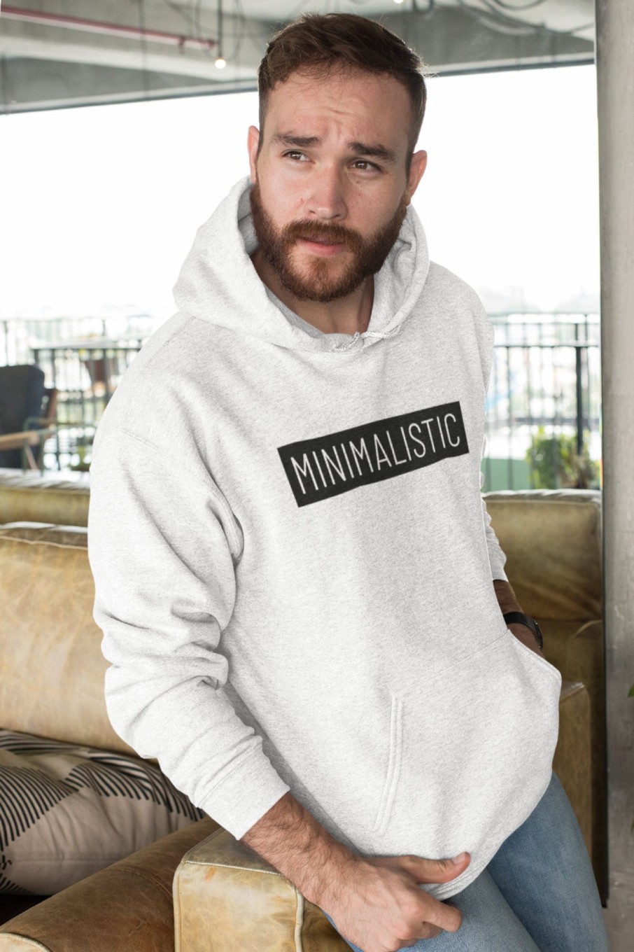 Men Styched Fashion | Minimalistic Premium Non Zipper White Hoodie