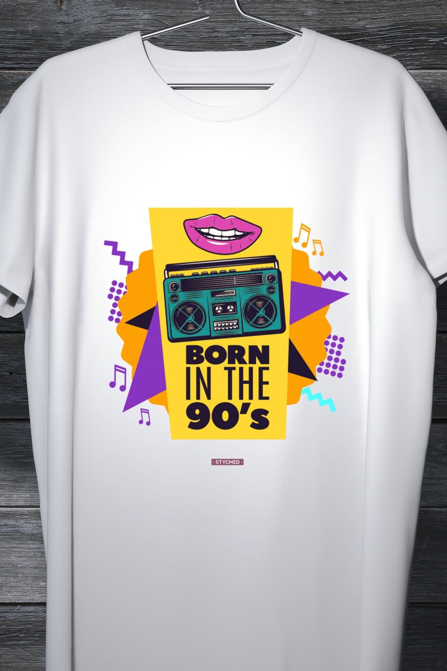 Men Styched Fashion | Born In The 90S - Retro Printed Graphic Tee For The 90 Born - White