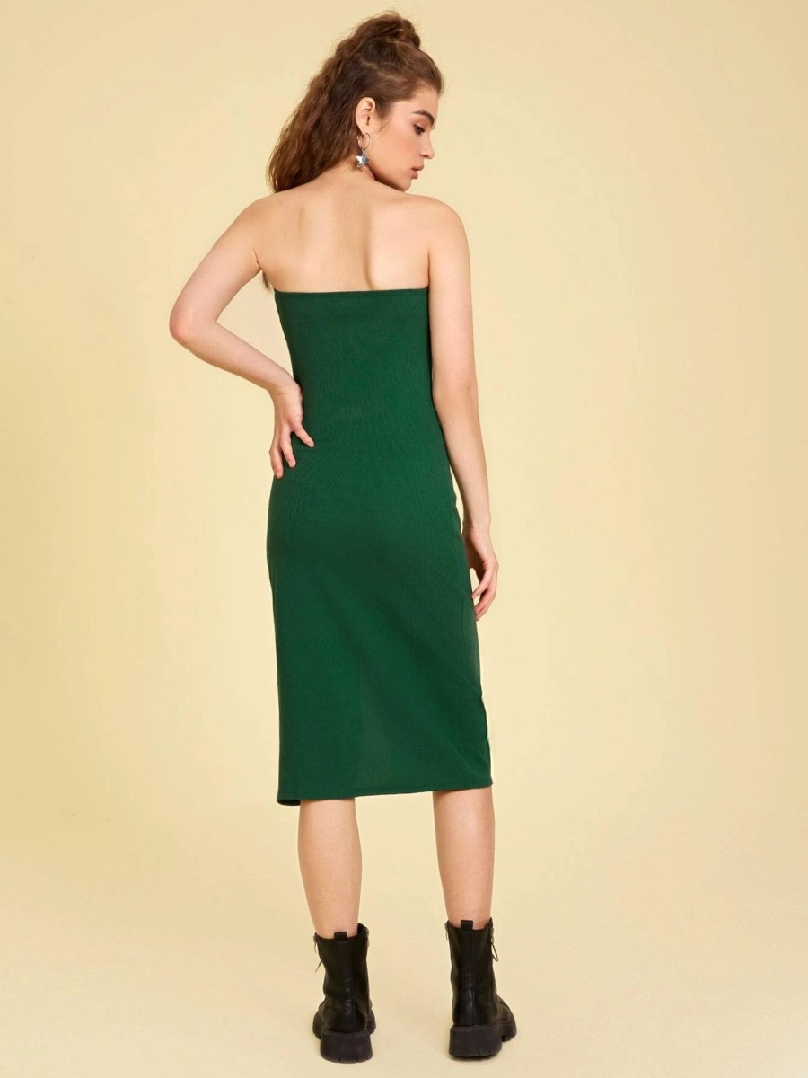 Women Styched Fashion | Green Tube Dress