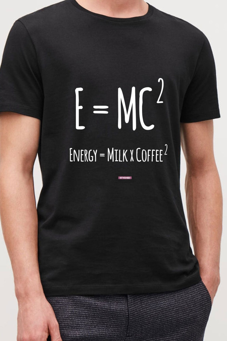 Men Styched Fashion | E=Mc^2 - Graphic T-Shirt Black Color