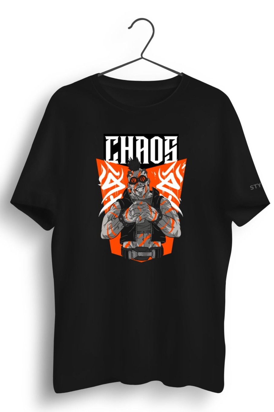 Men Styched | Chaos Graphic Printed Black Tshirt