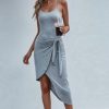 Women Styched Fashion | Asymmetrical Hem Cami Dress Grey