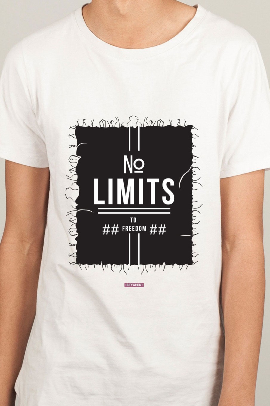 Men Styched Fashion | No Limits - Graphic T-Shirt White Color