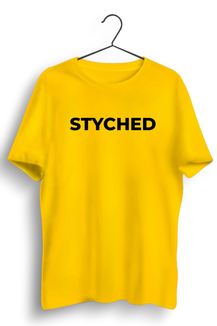 Men Styched | Styched Font Yellow Tshirt