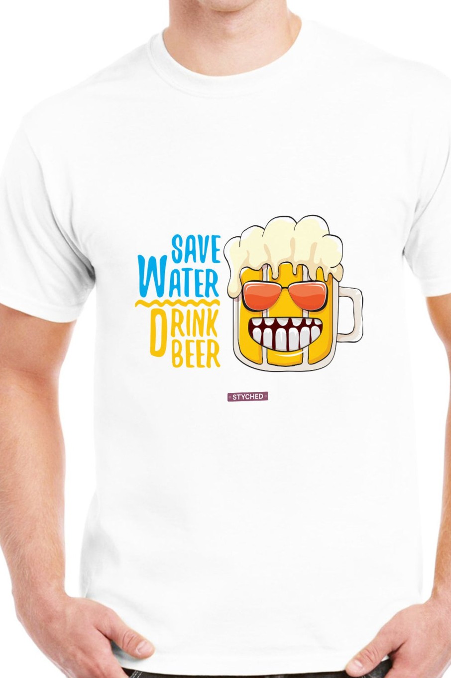 Men Styched Fashion | Save Water, Drink Beer - Funny Graphic Tshirt