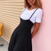 Women Styched Fashion | Solid Pinafore Dress Without Tee