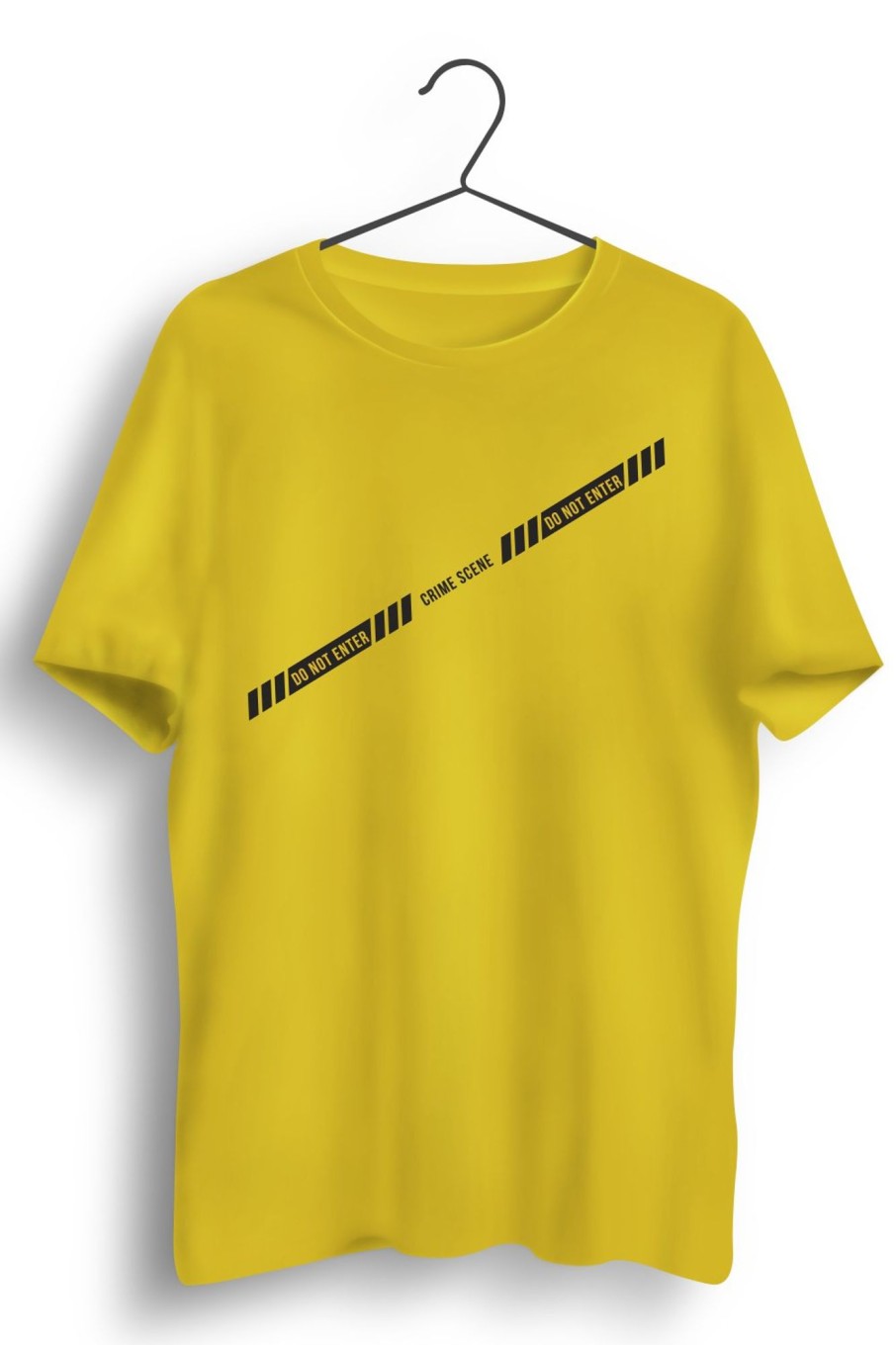 Men Styched | Crime Scene Graphic Printed Yellow Tshirt