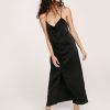 Women Styched Fashion | Satin Cami Button Down Maxi Dress