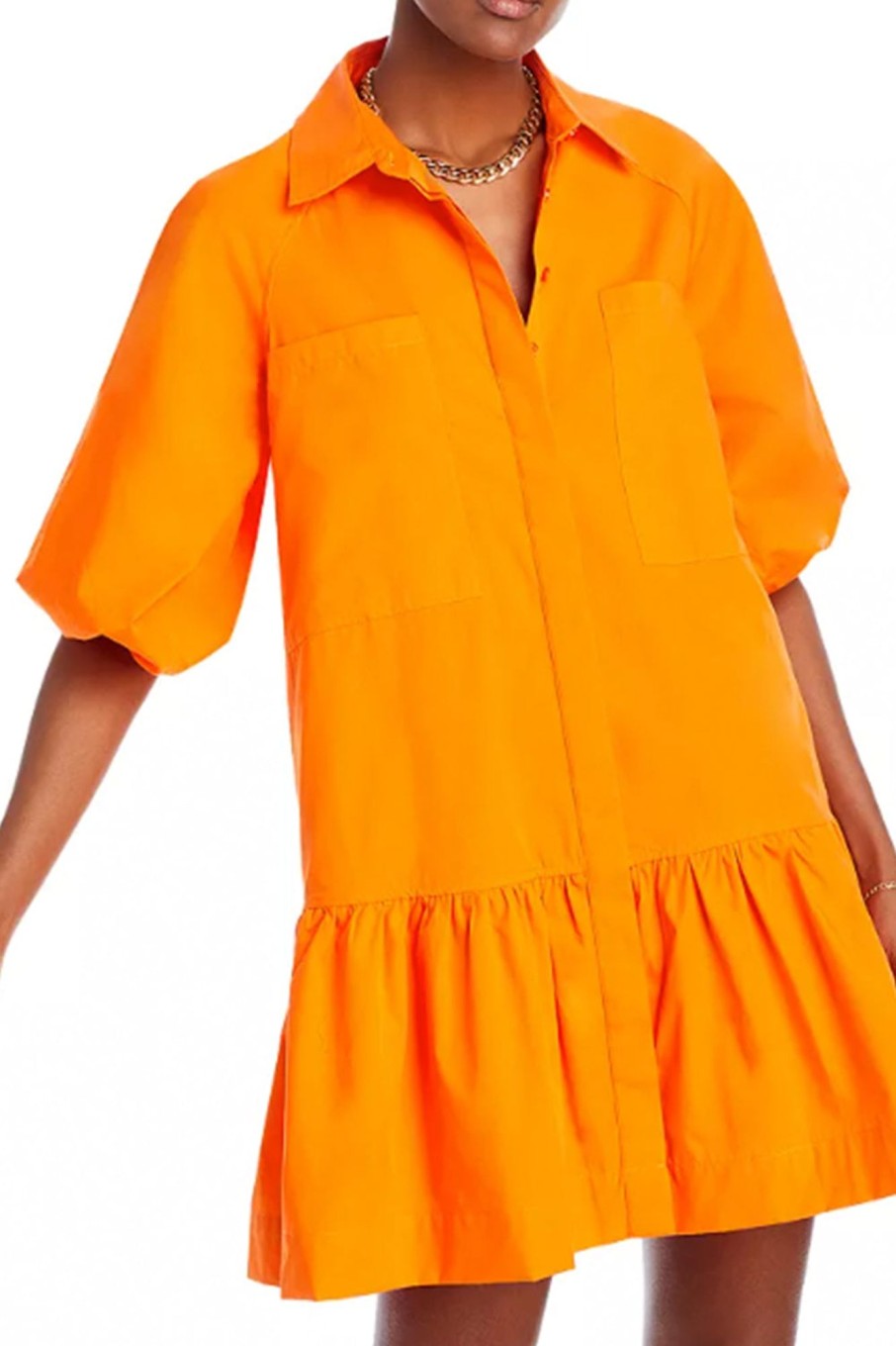 Women Styched Fashion | Boxy Layered Orange Dress