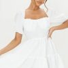 Women Styched Fashion | Milkmaid White Mini Dress