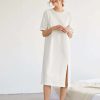 Women Styched Fashion | White Tee Dress With Slit