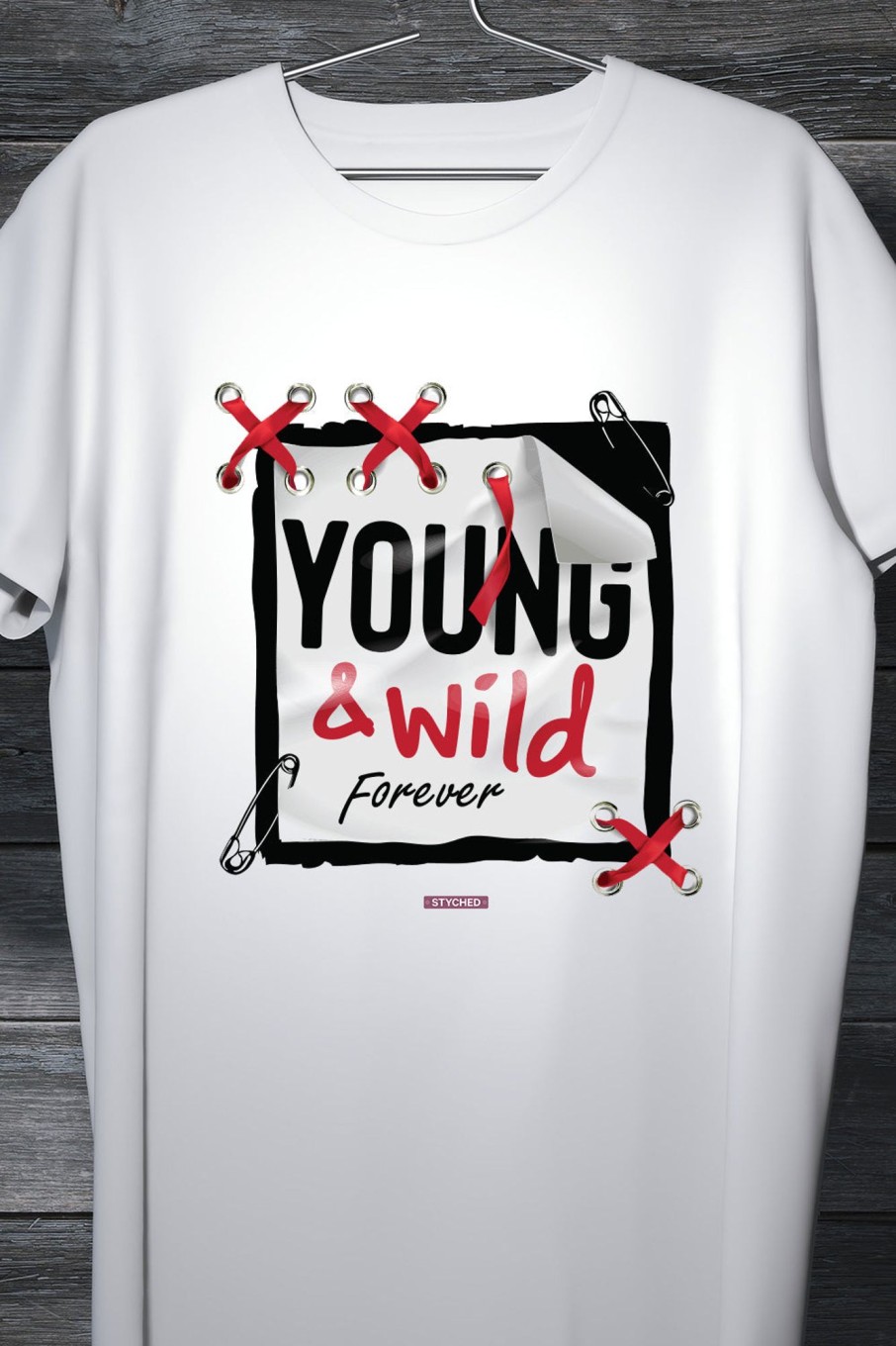 Men Styched Fashion | Young And Wild Forever - Graphic Printed White Casual Fashion Tshirt