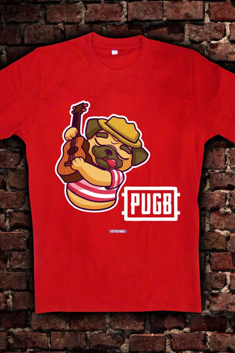 Men Styched Fashion | Pugb Following Pubg Style - Quirky Graphic T-Shirt Red Color