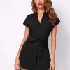 Women Styched Fashion | High Low Mini Dress Black